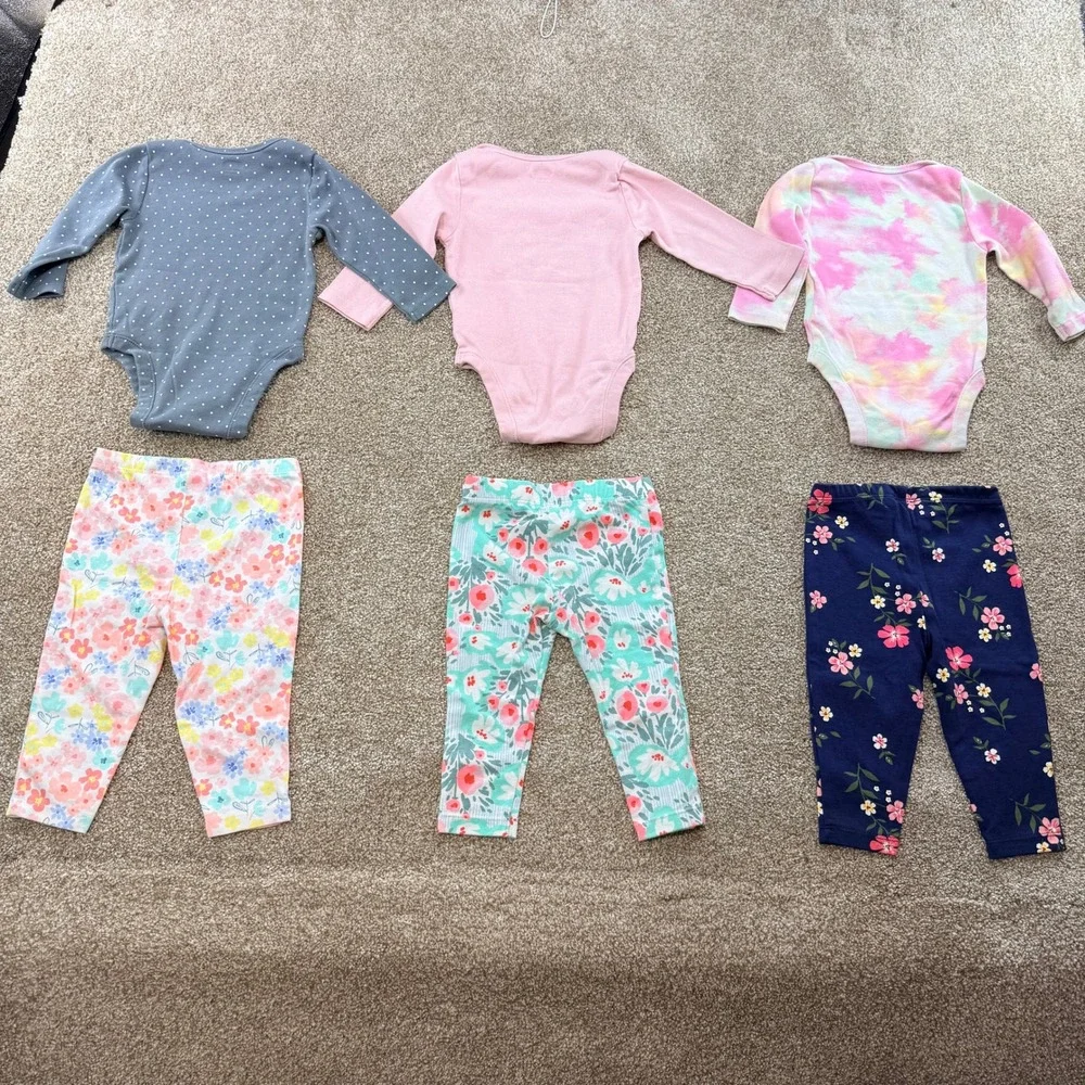 Baby Girl Clothes Lot Old Navy Carters Cat & Jack 6-12M Bodysuits Leggings Shoes